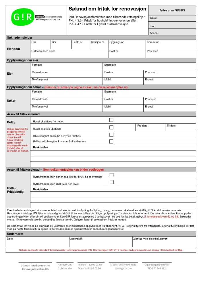 Skjemaer - GIR - Glåmdal Interkommunale Renovasjonsselskap